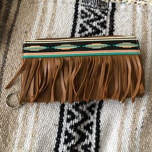 Pattern & Fringe Zip Wallet